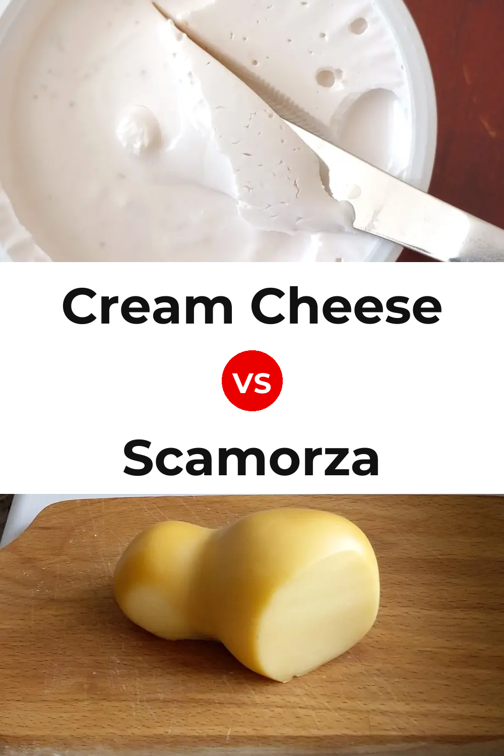 Cream Cheese vs Scamorza Cheese Pinterest comparison