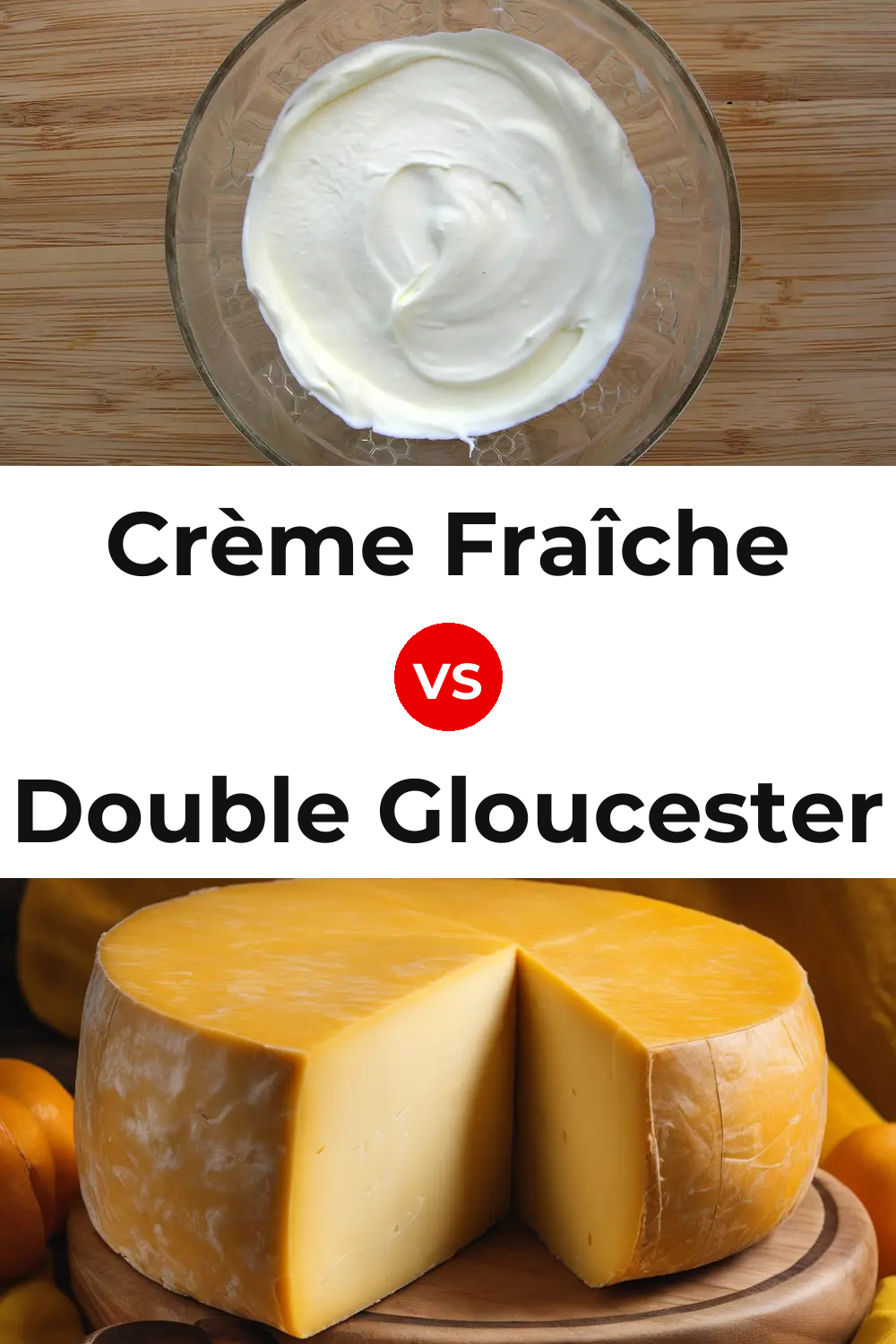 Crème Fraîche Cheese vs Double Gloucester Cheese Pinterest comparison