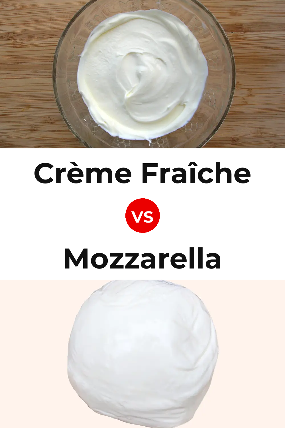 Crème Fraîche Cheese vs Mozzarella Cheese Pinterest comparison