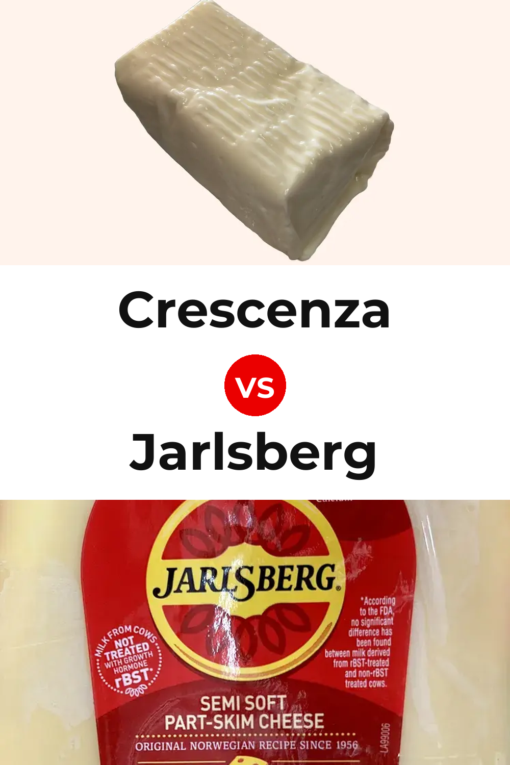 Crescenza Cheese vs Jarlsberg Cheese Pinterest comparison
