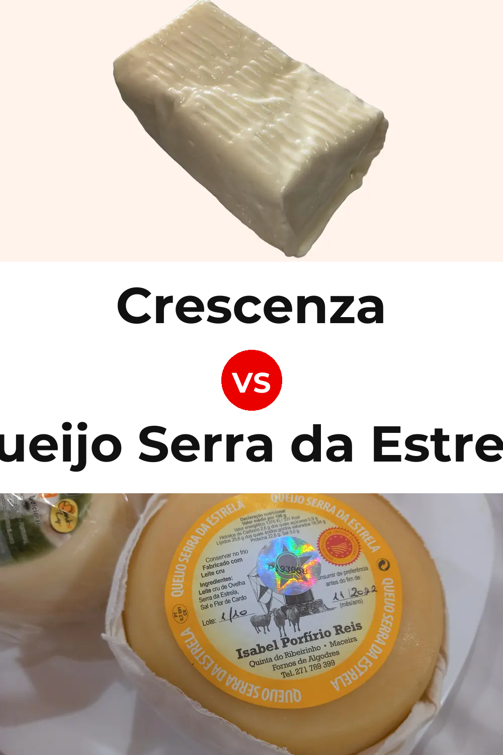 Crescenza Cheese vs Queijo Serra da Estrela Pinterest comparison
