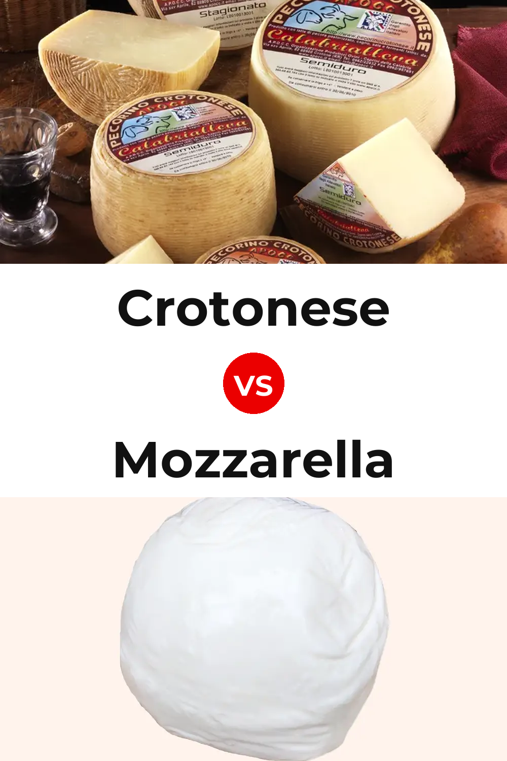 Crotonese Cheese vs Mozzarella Cheese Pinterest comparison