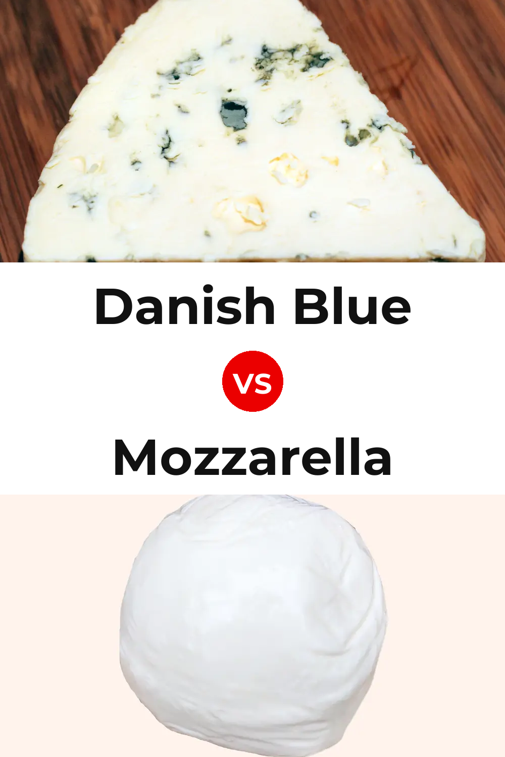 Danish Blue Cheese vs Mozzarella Cheese Pinterest comparison