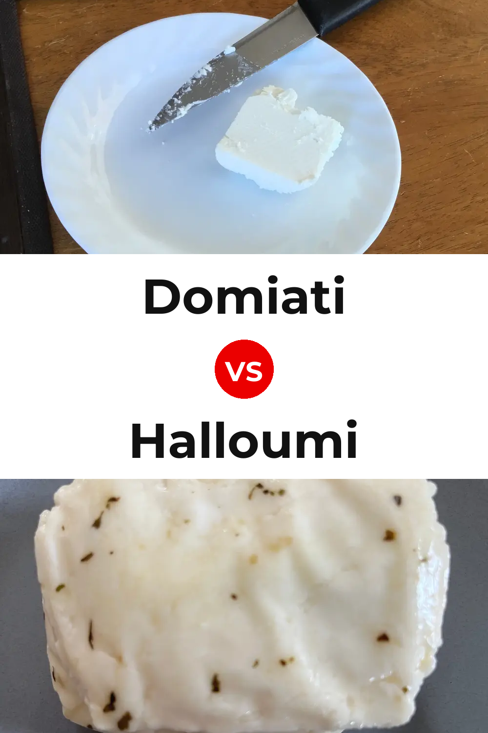 Domiati Cheese vs Halloumi Cheese Pinterest comparison