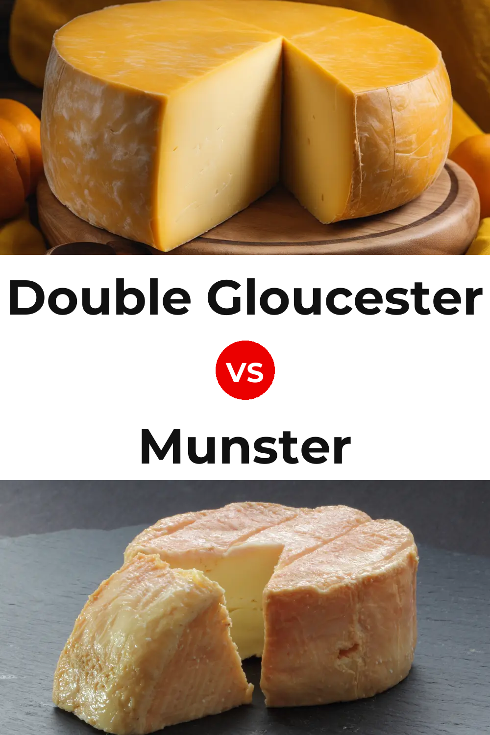 Double Gloucester Cheese vs Munster Cheese Pinterest comparison