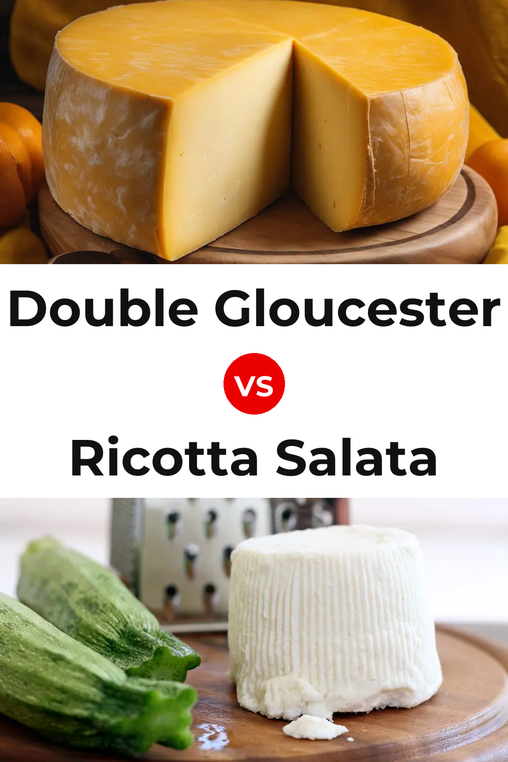 Double Gloucester Cheese vs Ricotta Salata Cheese Pinterest comparison
