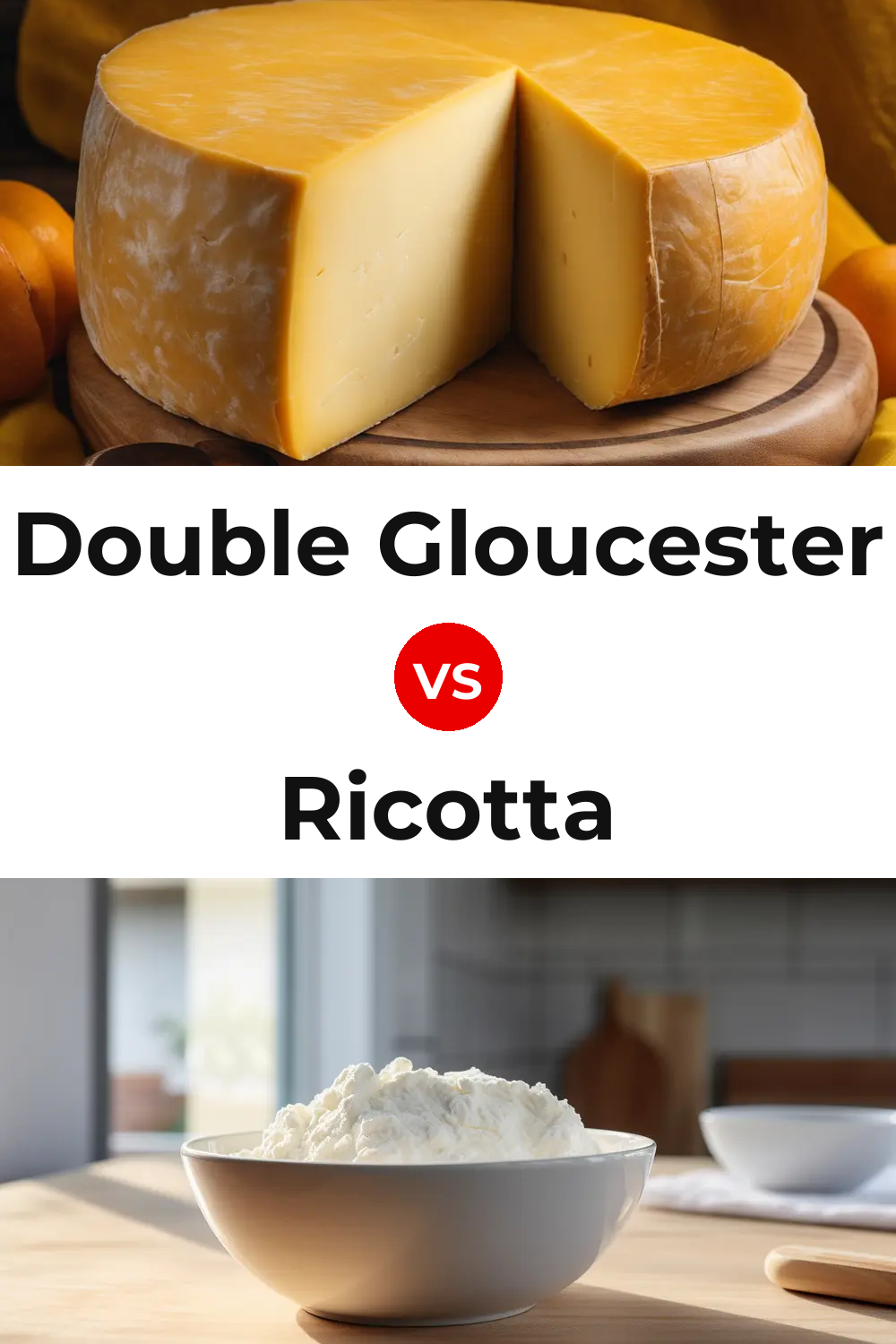 Double Gloucester Cheese vs Ricotta Cheese Pinterest comparison