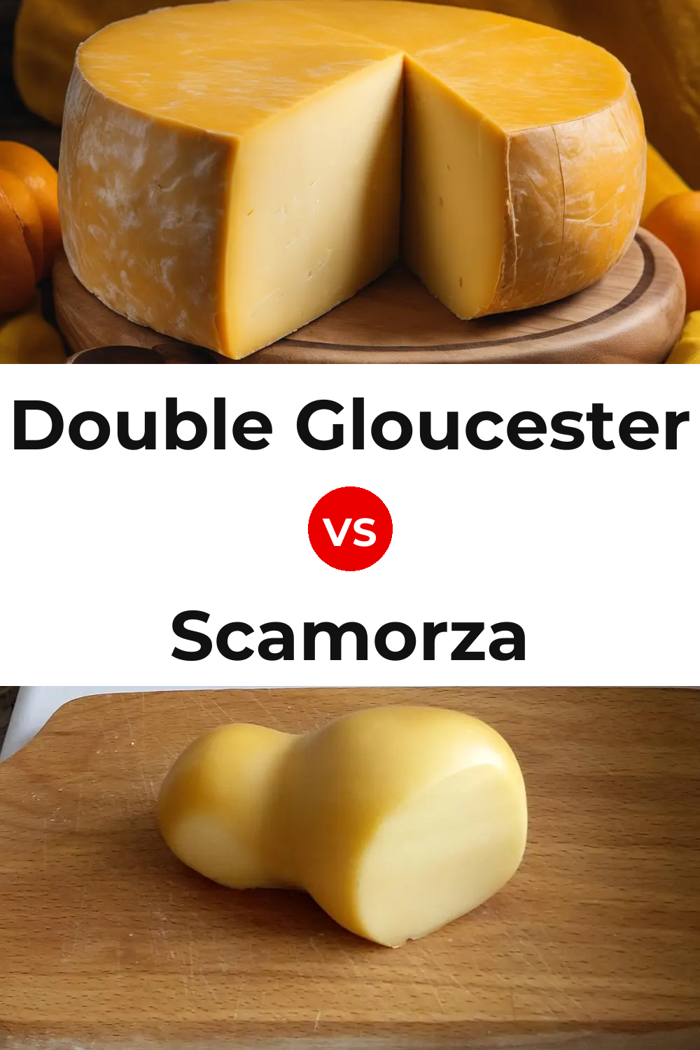 Double Gloucester Cheese vs Scamorza Cheese Pinterest comparison