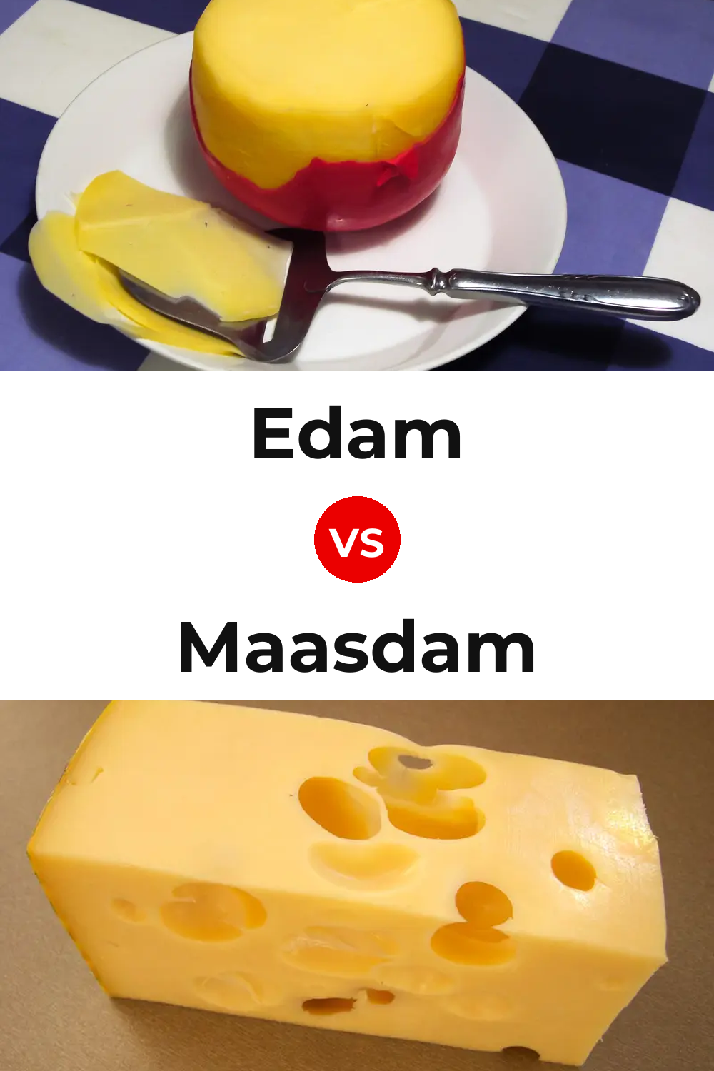 Edam Cheese vs Maasdam Cheese Pinterest comparison