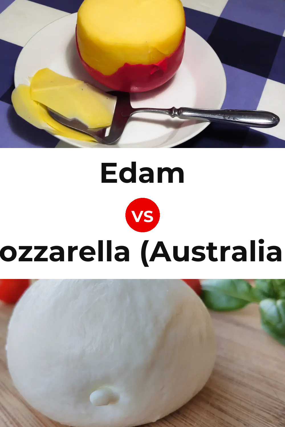 Edam Cheese vs Mozzarella (Australian) Cheese Pinterest comparison