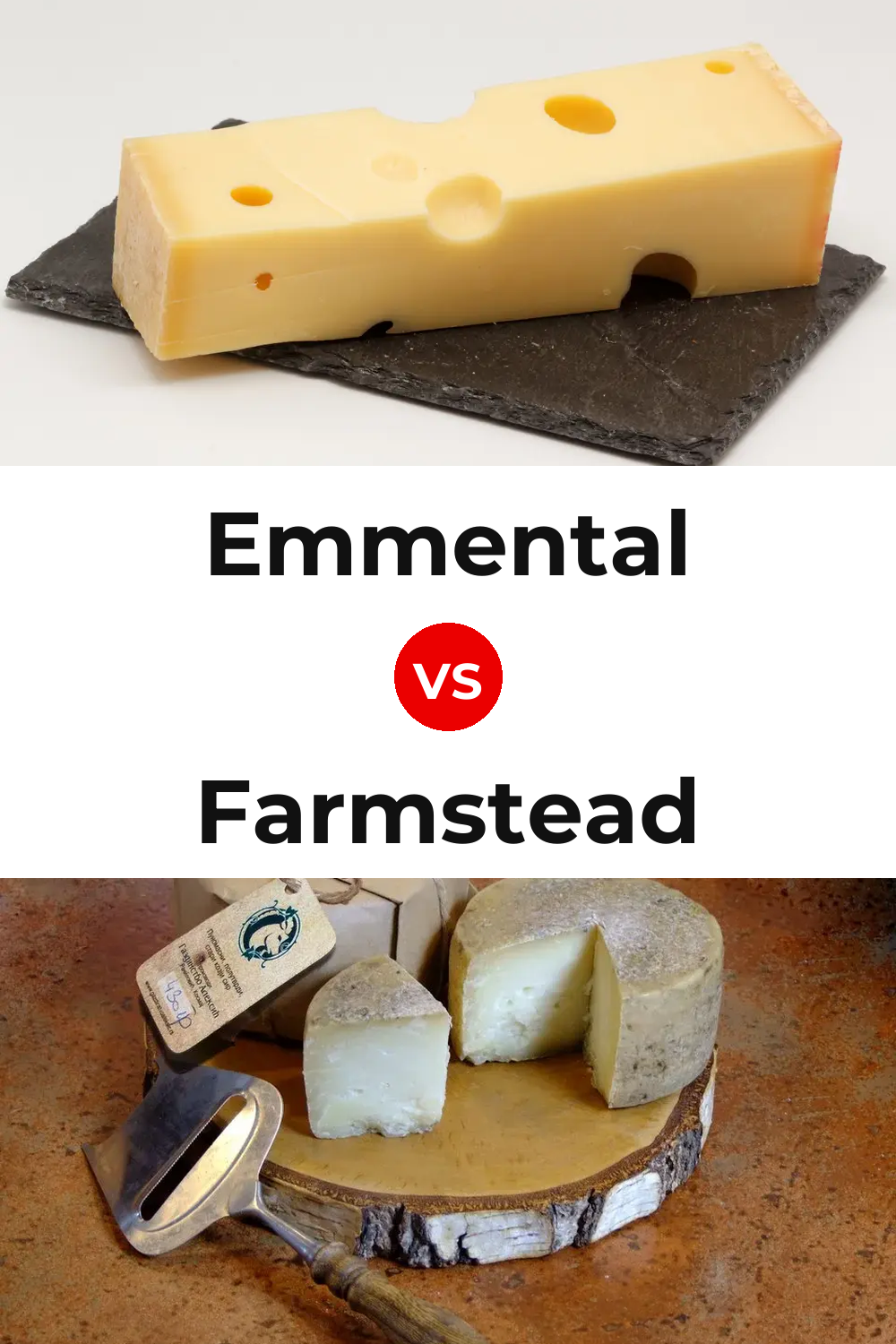 Emmental Cheese vs Farmstead Cheese Pinterest comparison