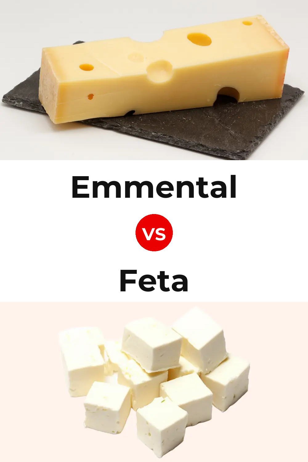Emmental Cheese vs Feta Cheese Pinterest comparison