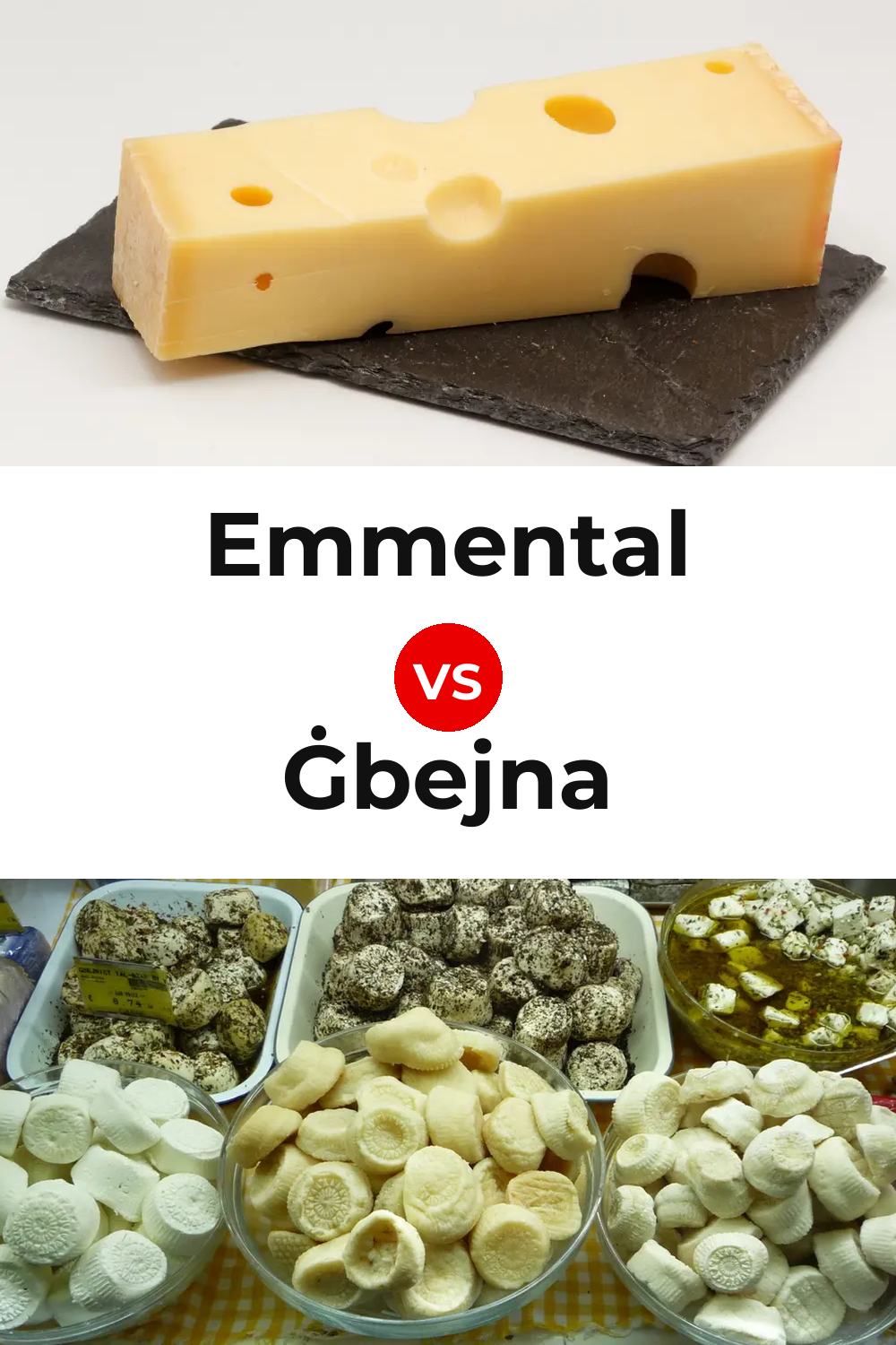 Emmental Cheese vs Ġbejna Cheese Pinterest comparison