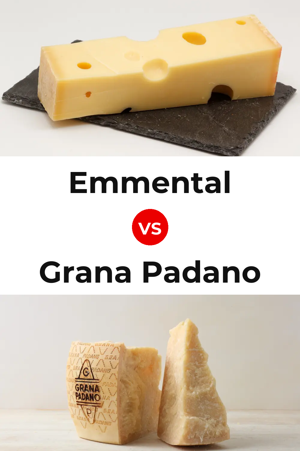 Emmental Cheese vs Grana Padano Cheese Pinterest comparison