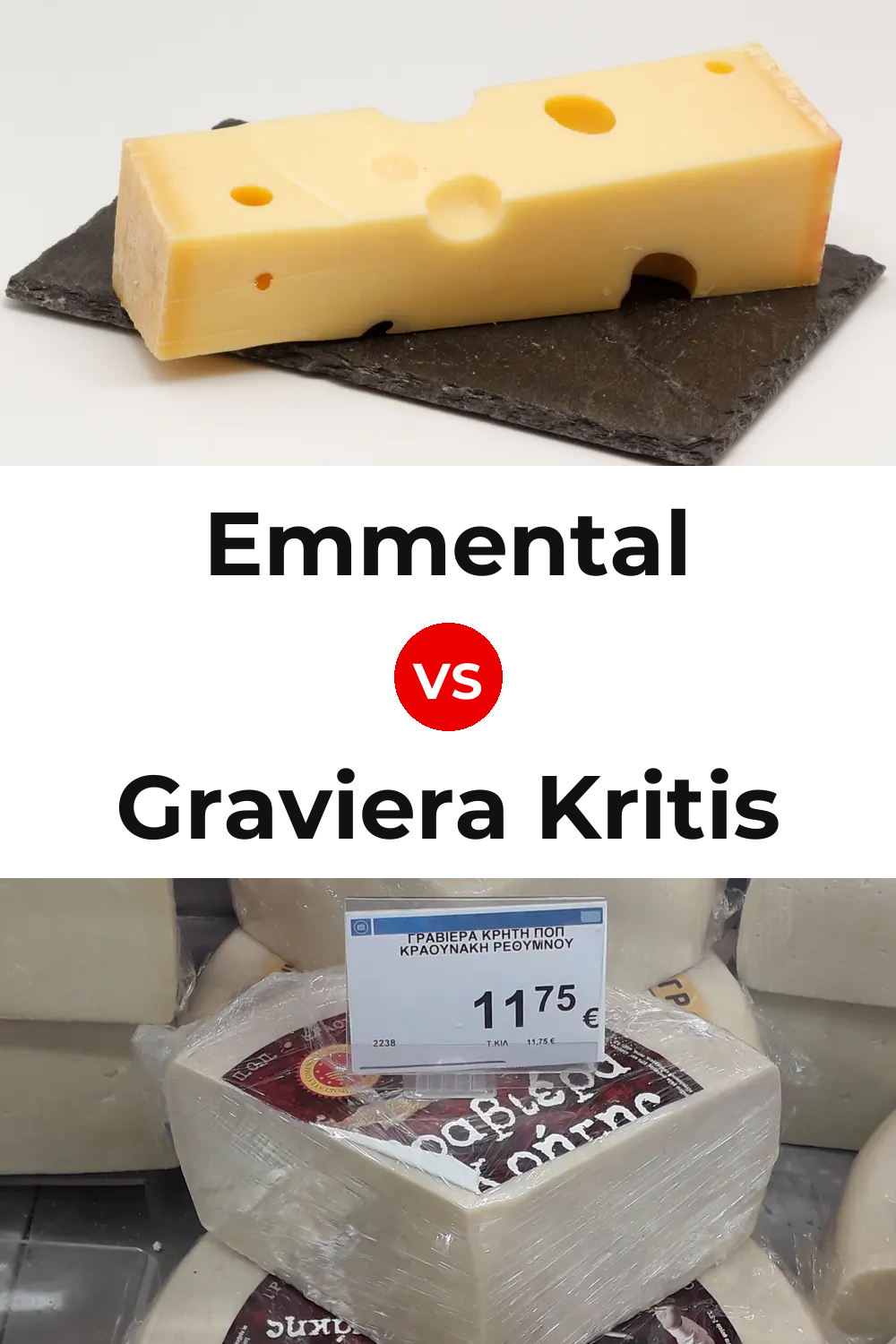 Emmental Cheese vs Graviera Kritis Cheese Pinterest comparison