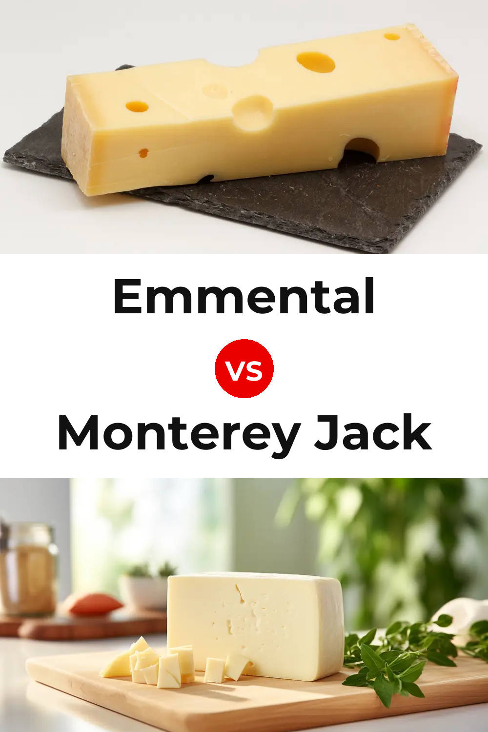Emmental Cheese vs Monterey Jack Cheese Pinterest comparison