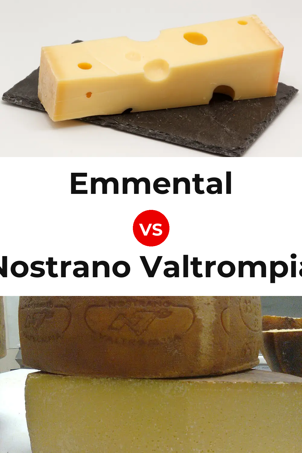 Emmental Cheese vs Nostrano Valtrompia Cheese Pinterest comparison
