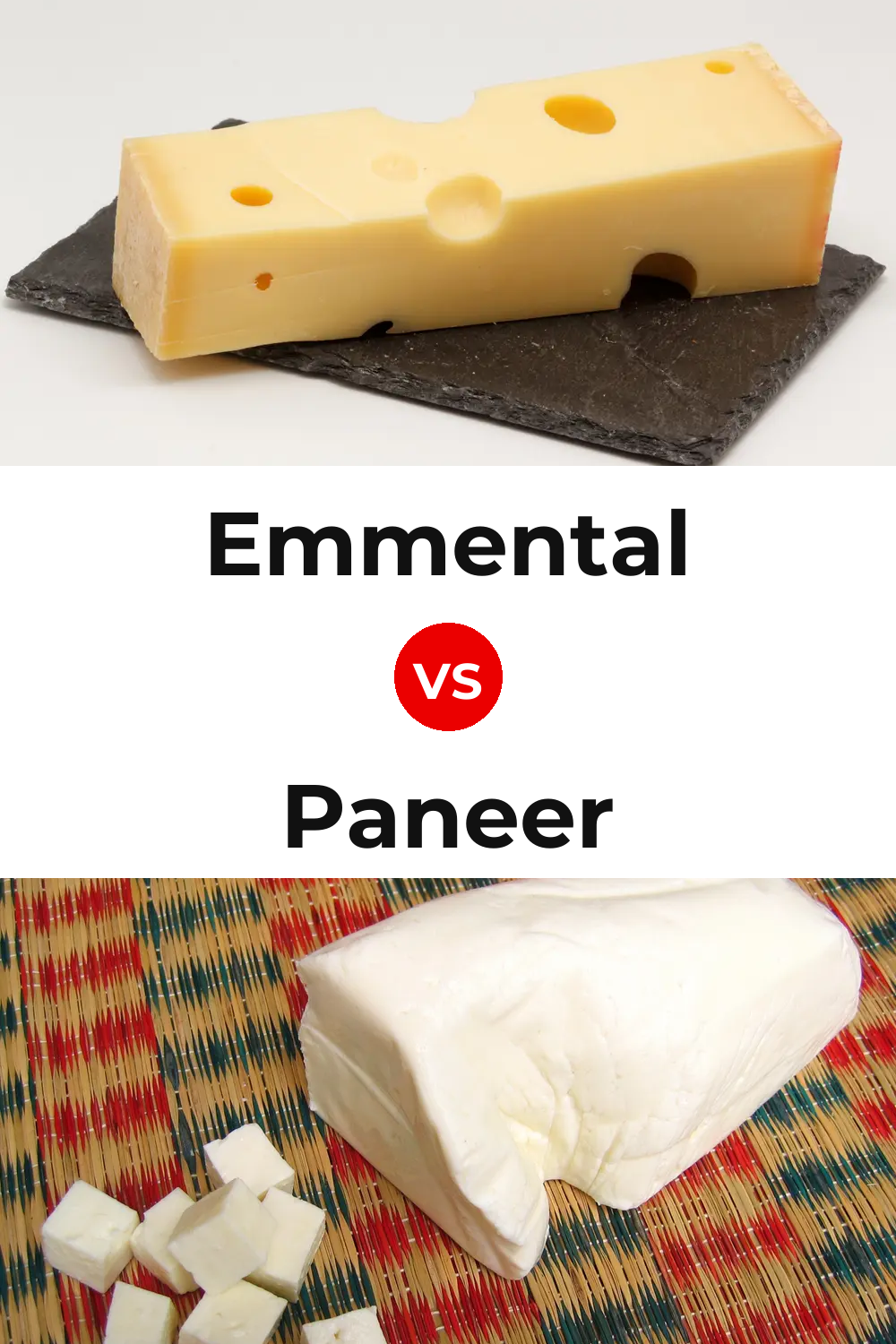 Emmental Cheese vs Paneer Cheese Pinterest comparison