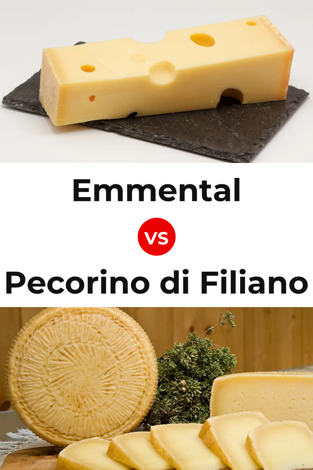 Emmental Cheese vs Pecorino di Filiano Cheese Pinterest comparison