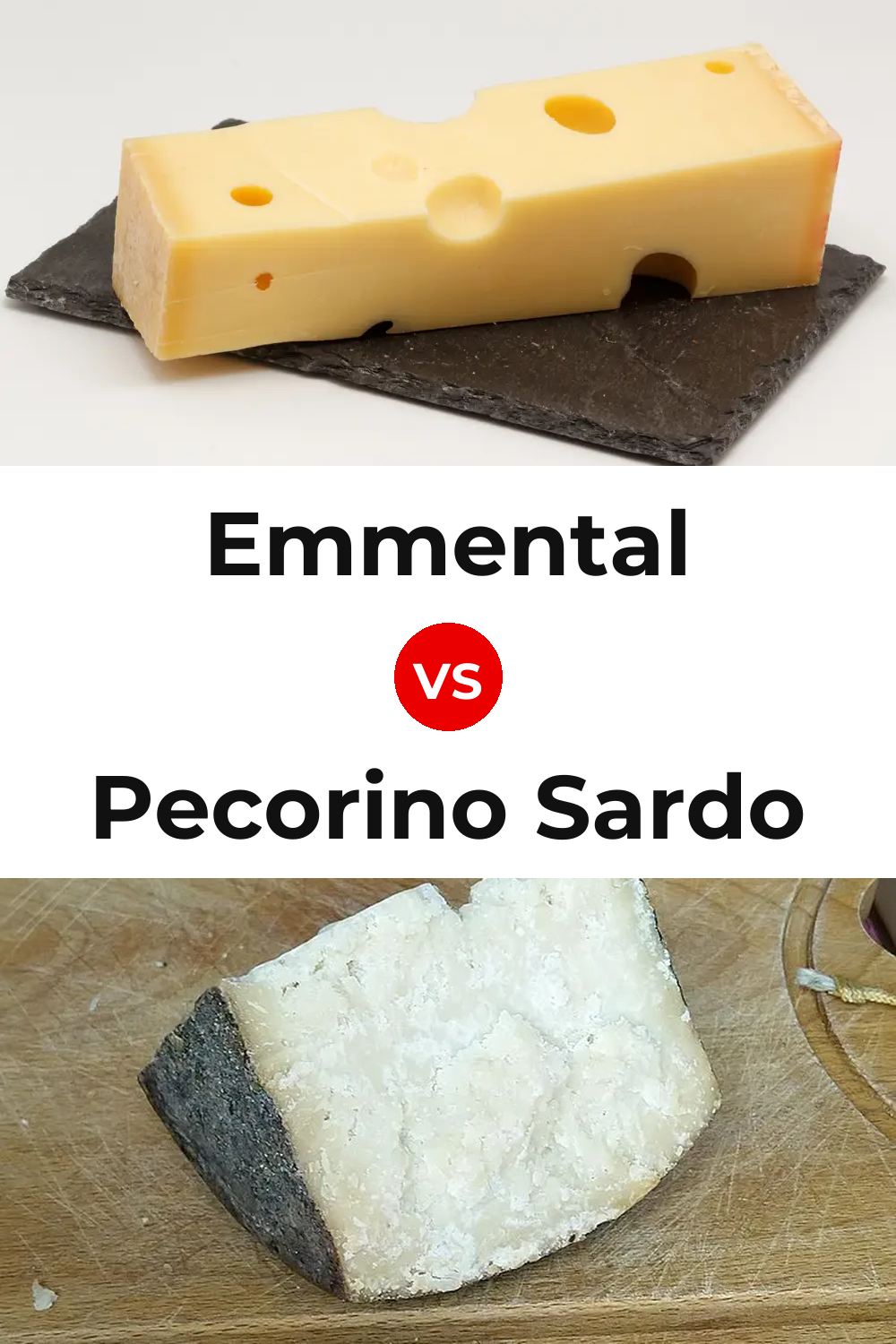 Emmental Cheese vs Pecorino Sardo Cheese Pinterest comparison