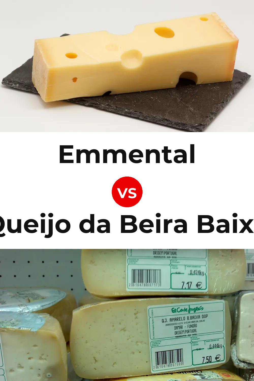 Emmental Cheese vs Queijo da Beira Baixa Pinterest comparison
