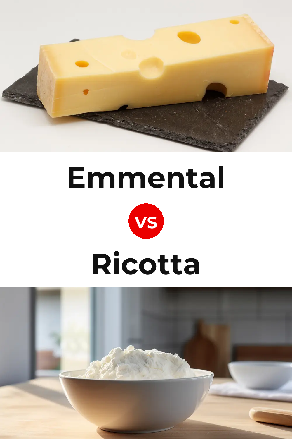 Emmental Cheese vs Ricotta Cheese Pinterest comparison