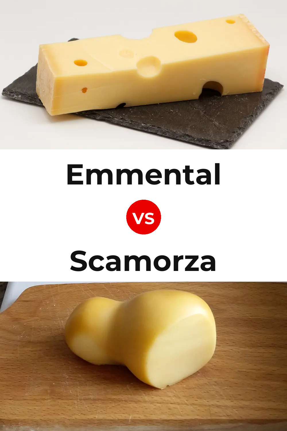 Emmental Cheese vs Scamorza Cheese Pinterest comparison