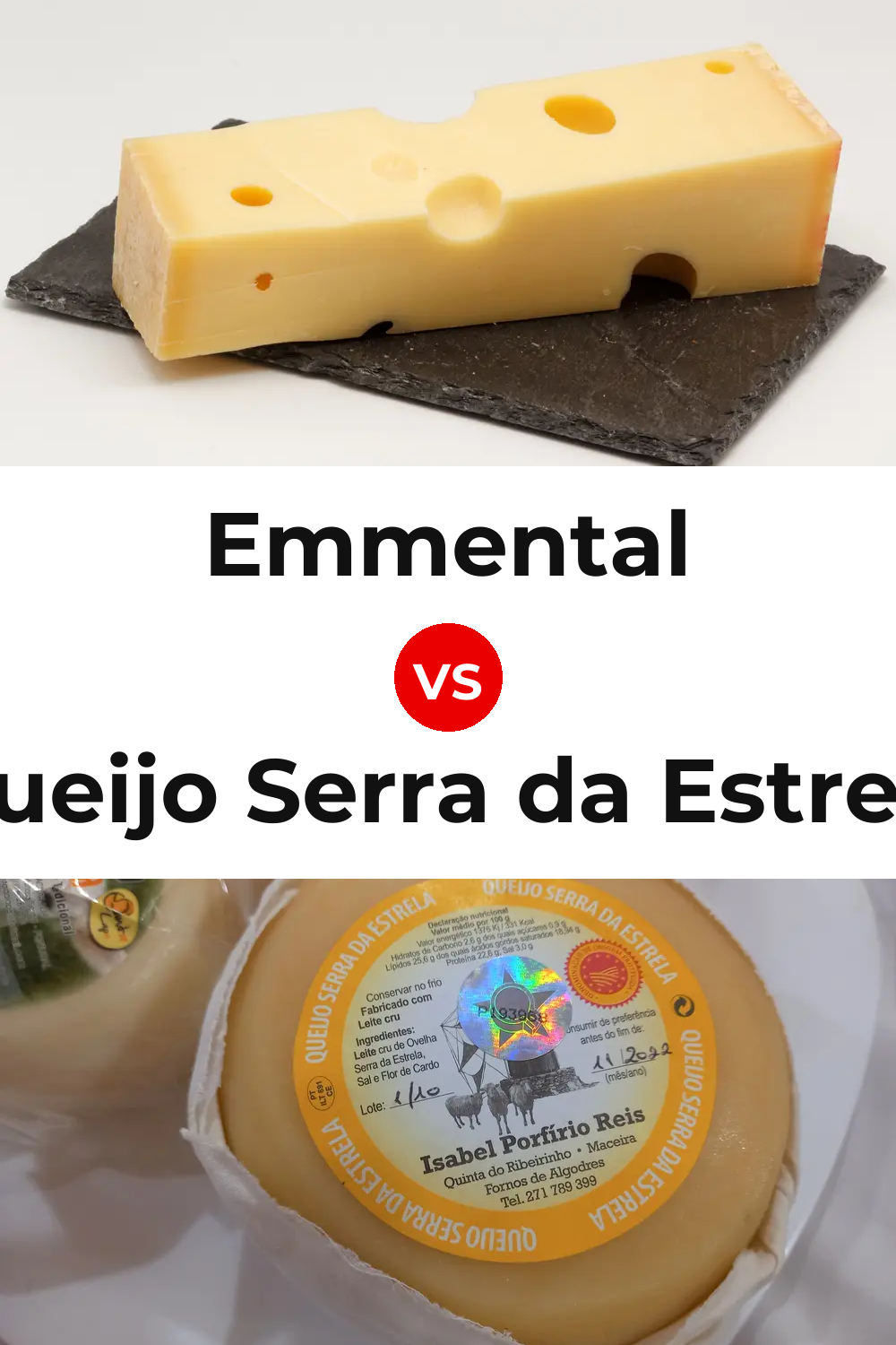 Emmental Cheese vs Queijo Serra da Estrela Pinterest comparison