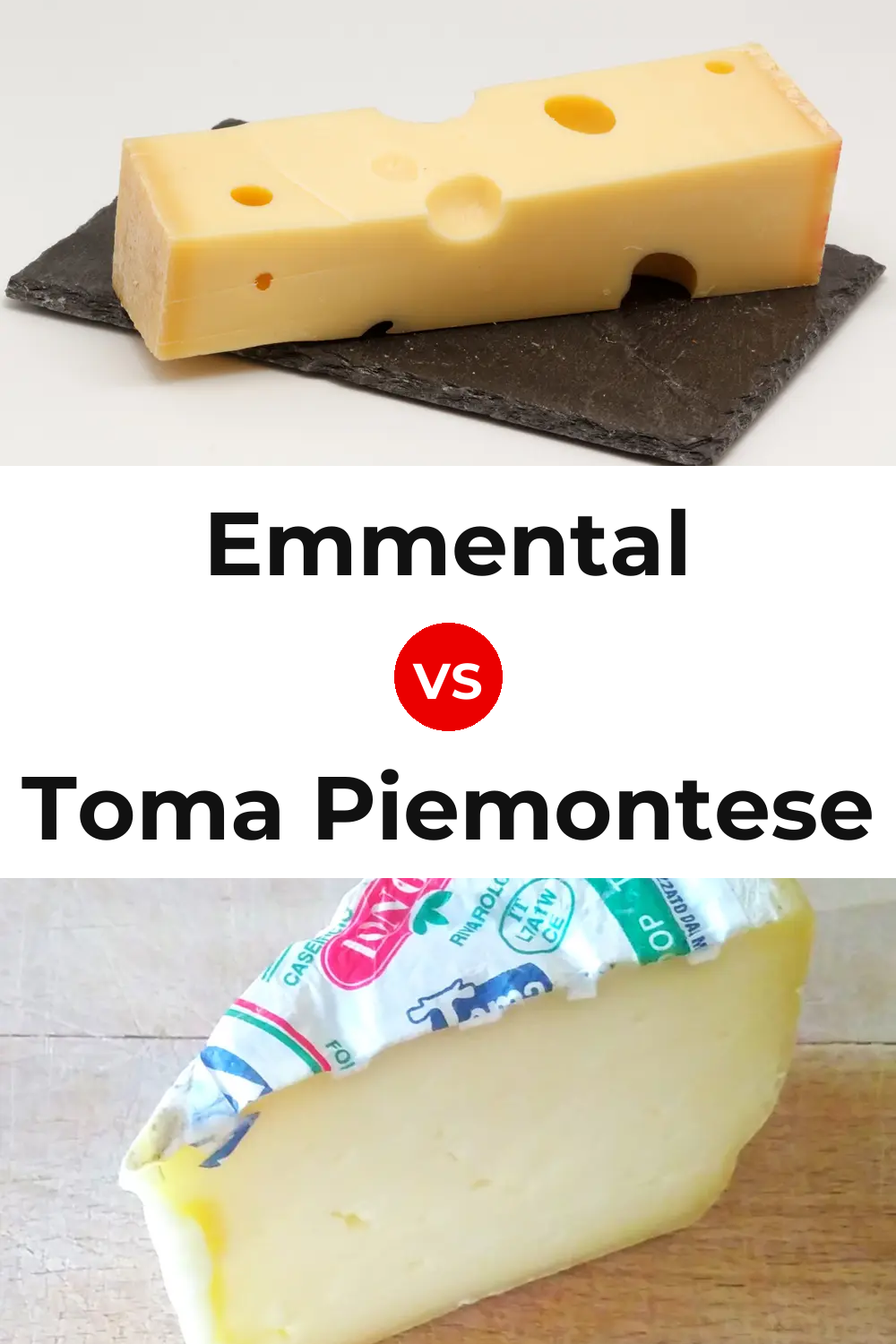 Emmental Cheese vs Toma Piemontese Cheese Pinterest comparison