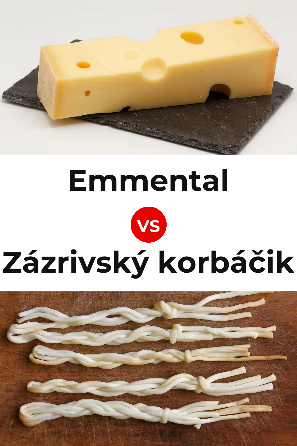 Emmental Cheese vs Zázrivský korbáčik Cheese Pinterest comparison
