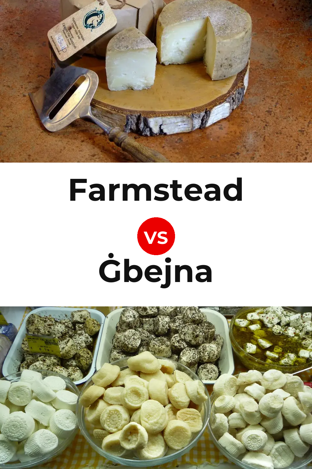 Farmstead Cheese vs Ġbejna Cheese Pinterest comparison