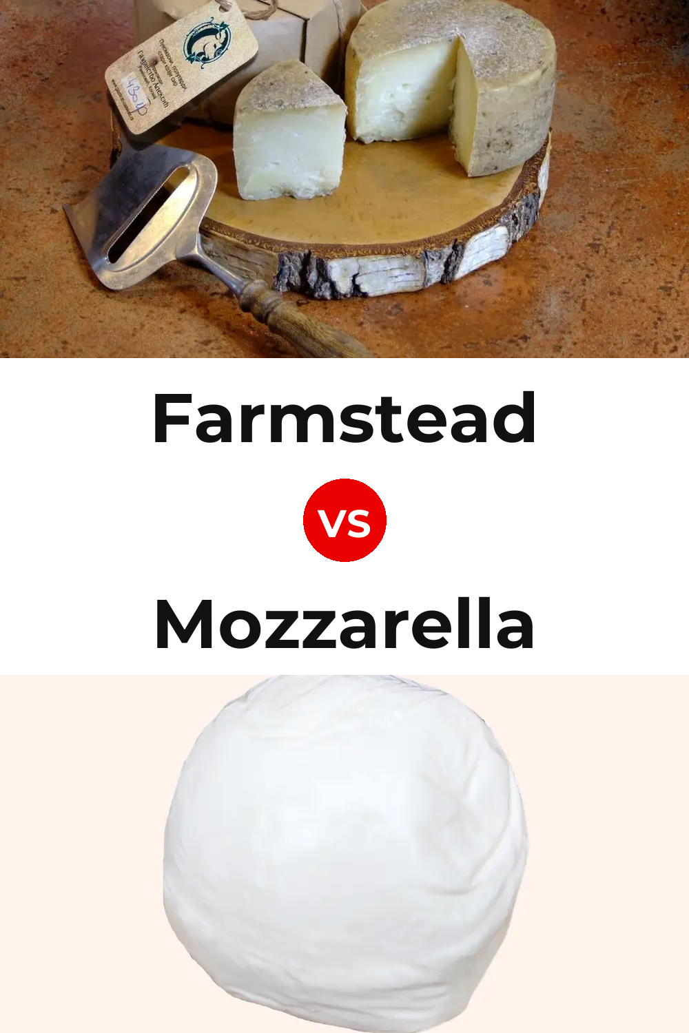 Farmstead Cheese vs Mozzarella Cheese Pinterest comparison