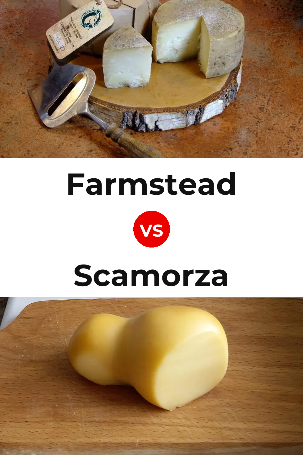 Farmstead Cheese vs Scamorza Cheese Pinterest comparison