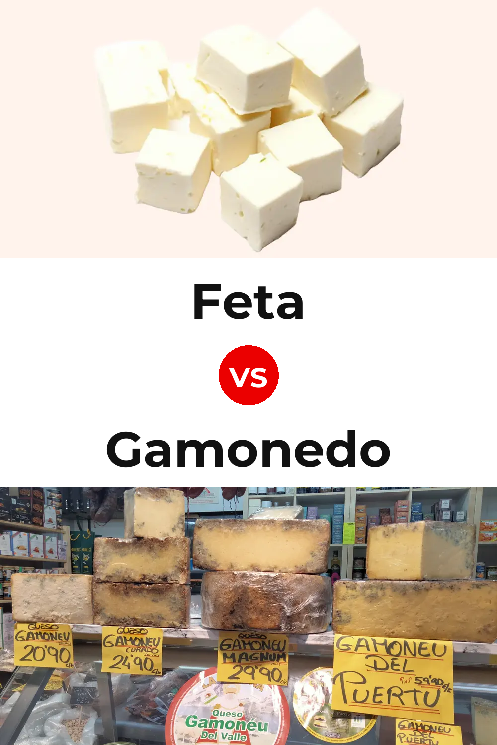 Feta Cheese vs Gamonedo Cheese Pinterest comparison