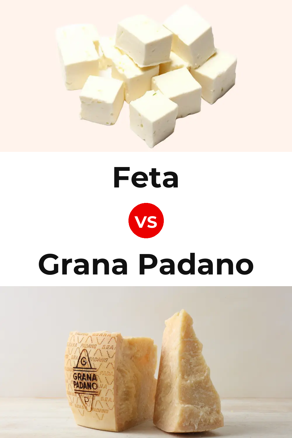 Feta Cheese vs Grana Padano Cheese Pinterest comparison