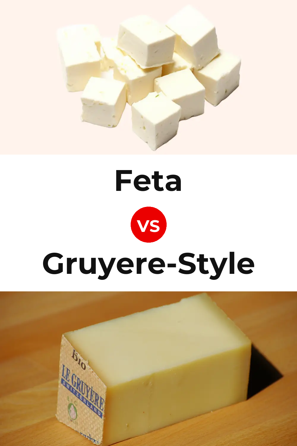 Feta Cheese vs Gruyere-Style Cheese Pinterest comparison
