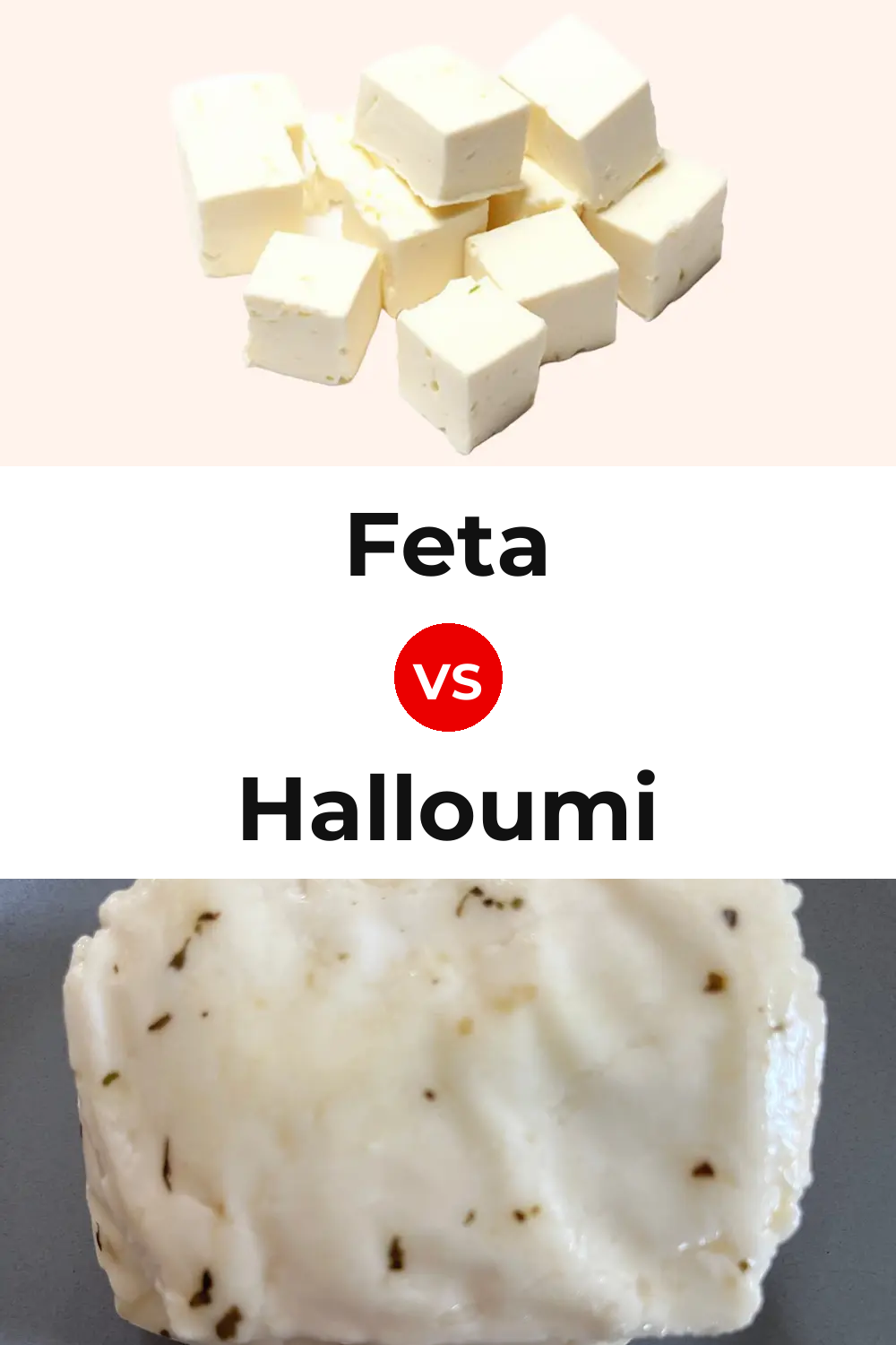 Feta Cheese vs Halloumi Cheese Pinterest comparison