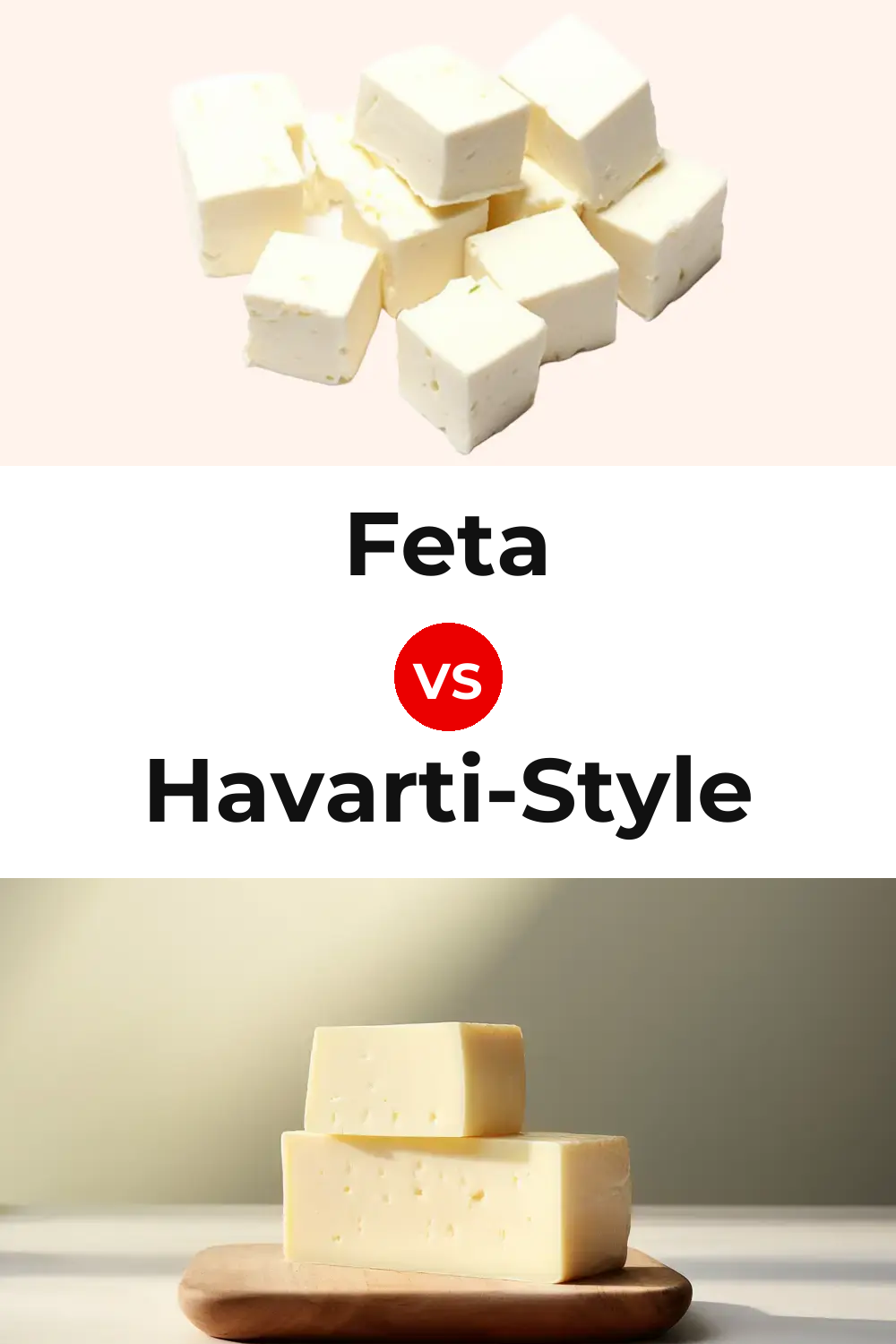 Feta Cheese vs Havarti-Style Cheese Pinterest comparison