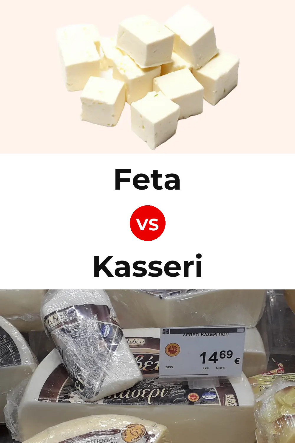 Feta Cheese vs Kasseri Cheese Pinterest comparison