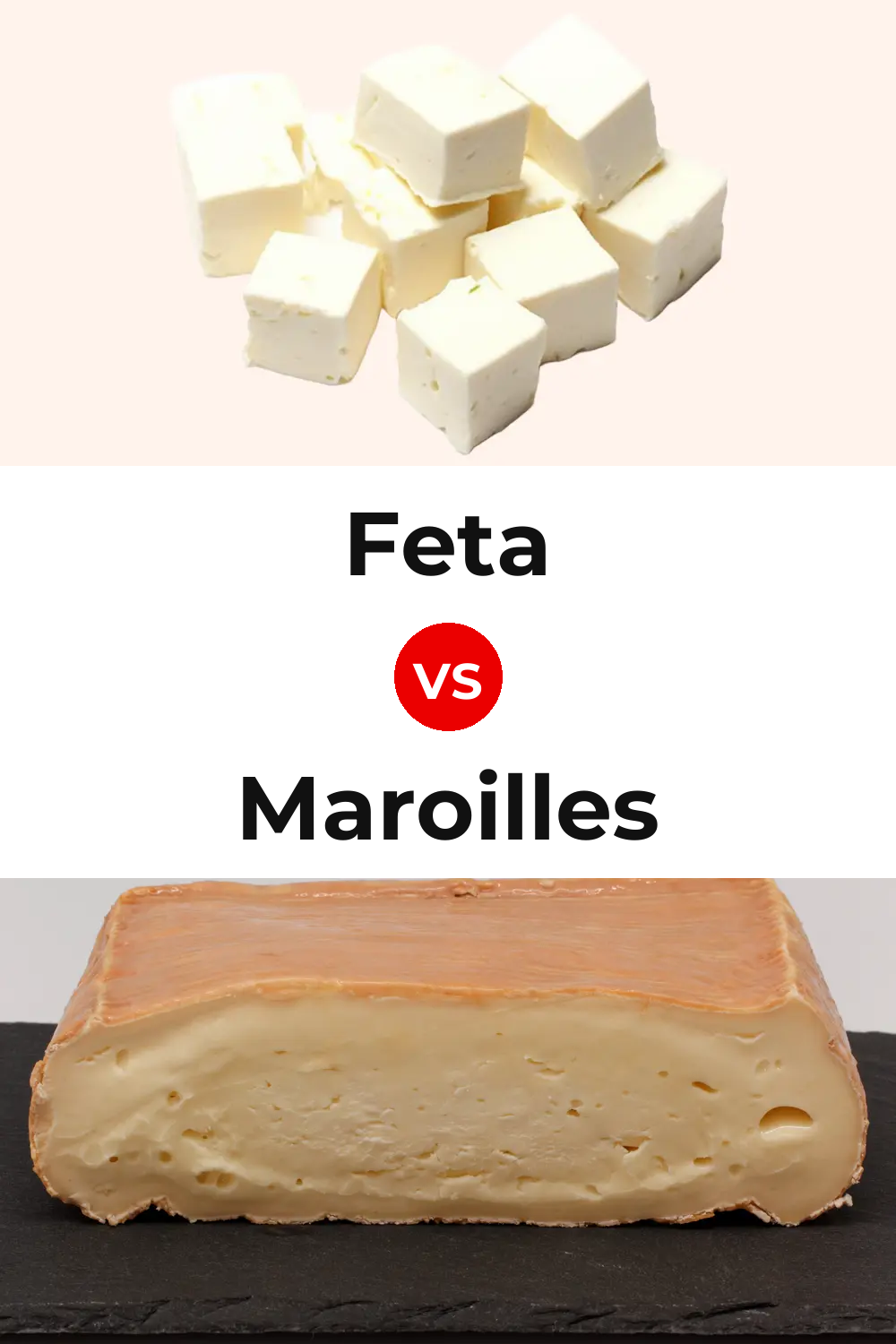 Feta Cheese vs Maroilles Cheese Pinterest comparison