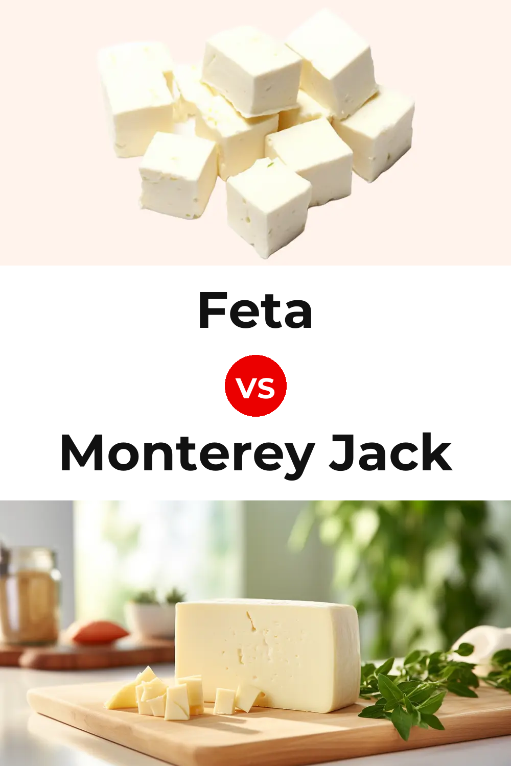 Feta Cheese vs Monterey Jack Cheese Pinterest comparison