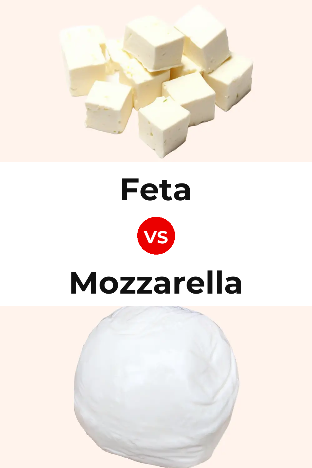 Feta Cheese vs Mozzarella Cheese Pinterest comparison