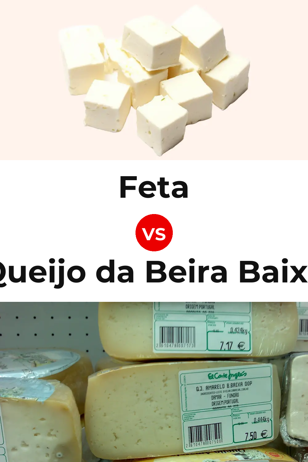 Feta Cheese vs Queijo da Beira Baixa Pinterest comparison