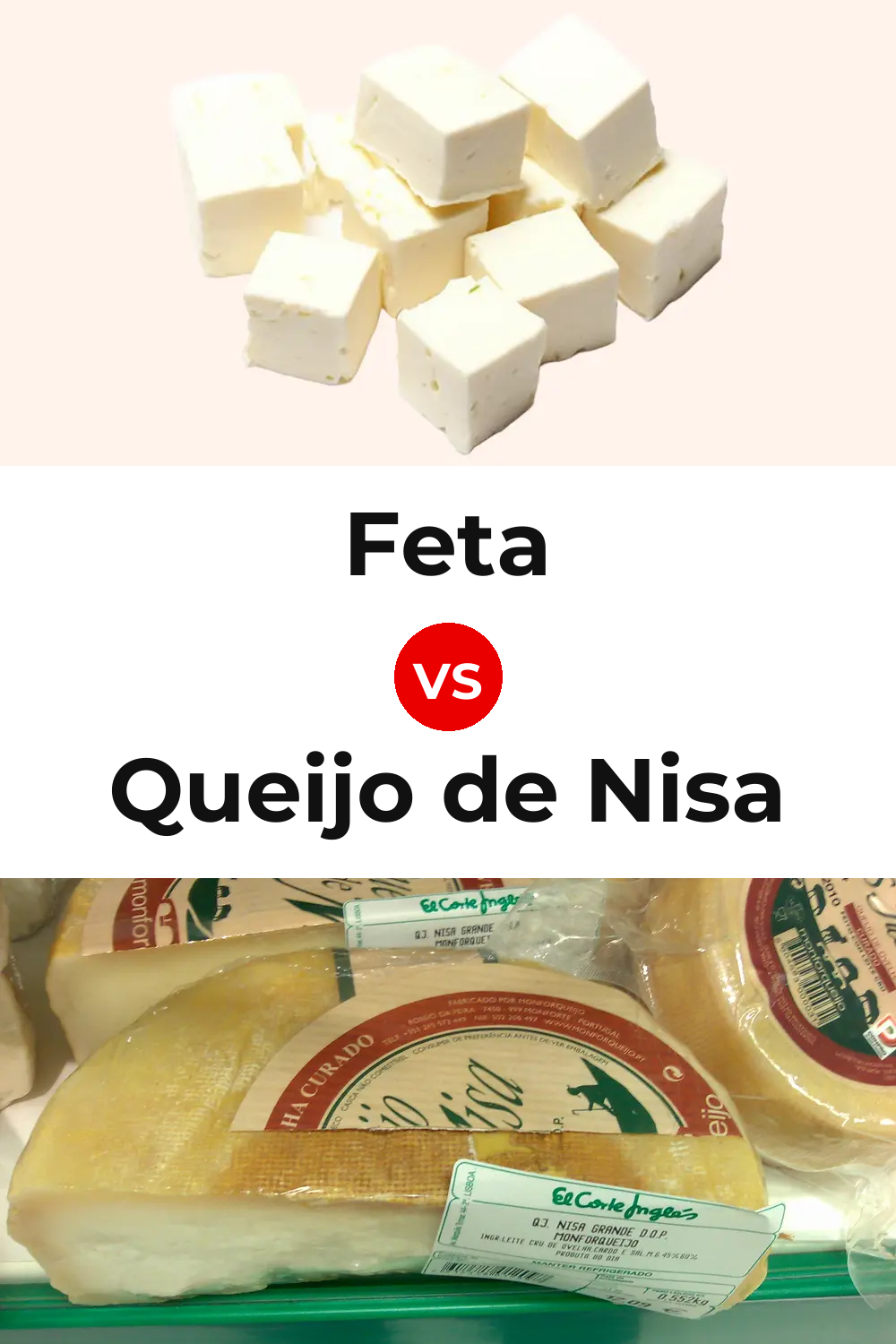 Feta Cheese vs Queijo de Nisa Pinterest comparison
