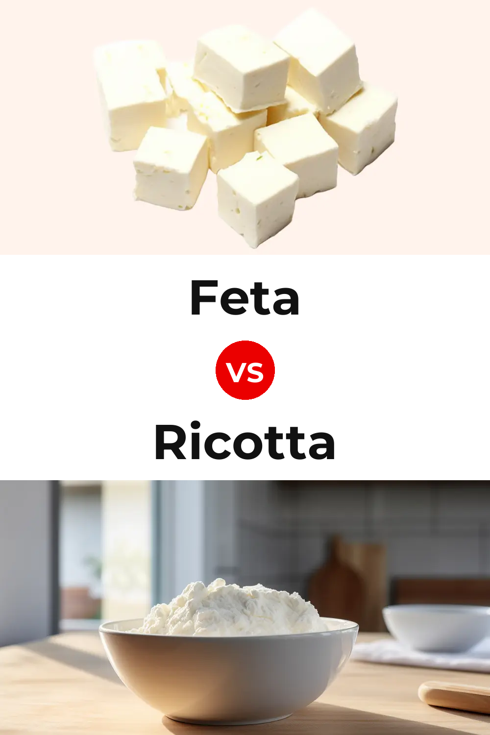 Feta Cheese vs Ricotta Cheese Pinterest comparison