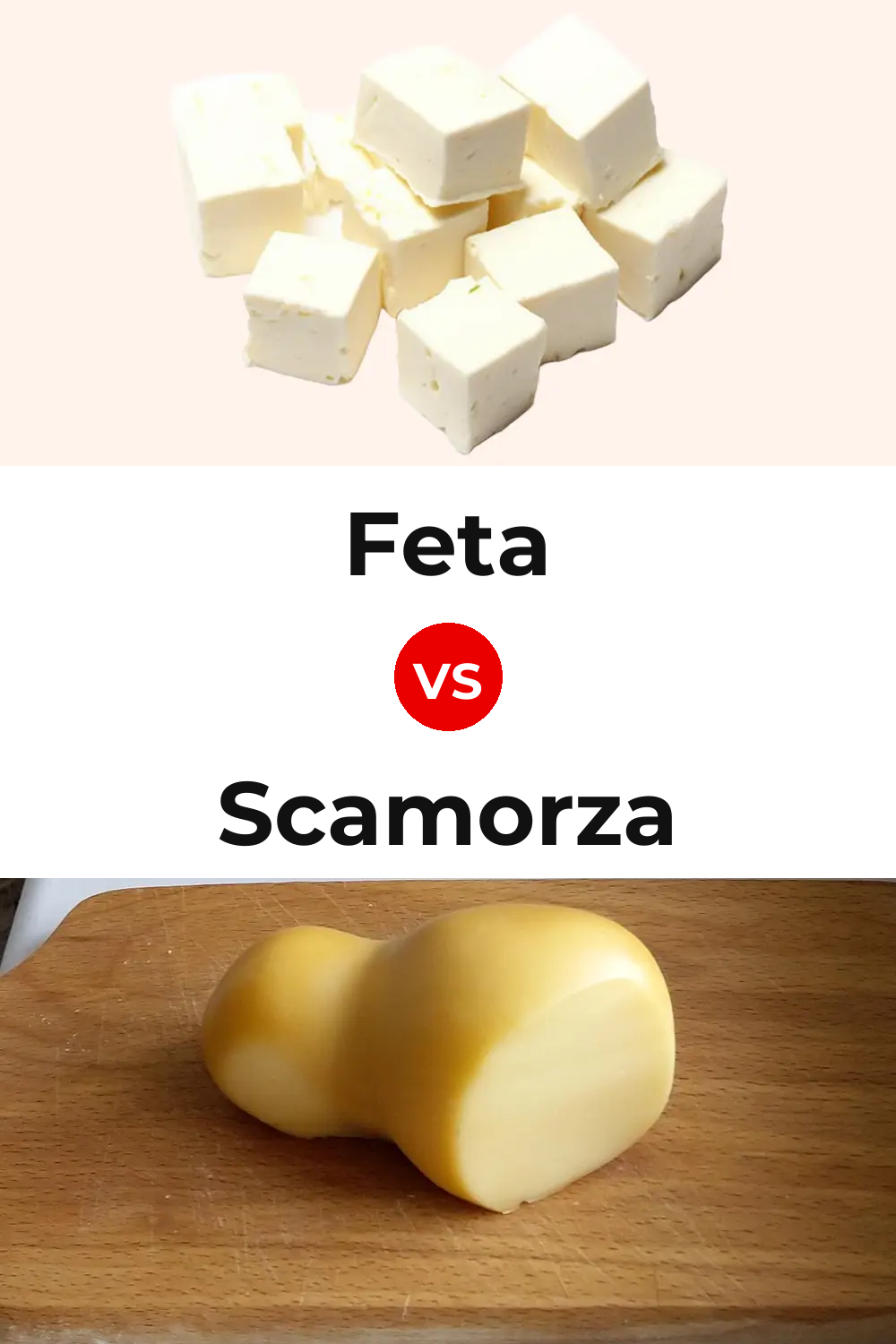 Feta Cheese vs Scamorza Cheese Pinterest comparison