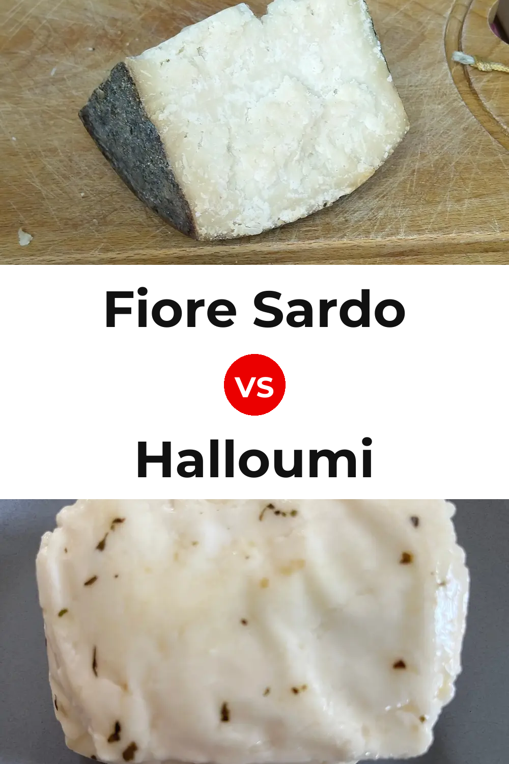 Fiore Sardo Cheese vs Halloumi Cheese Pinterest comparison