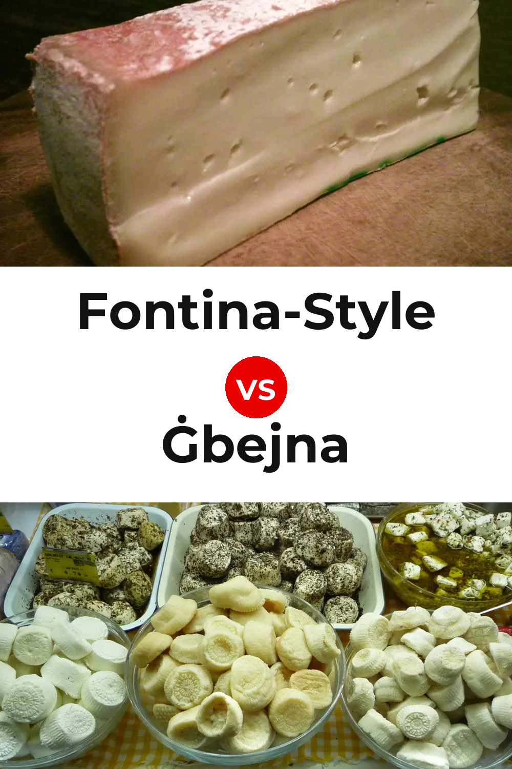 Fontina-Style Cheese vs Ġbejna Cheese Pinterest comparison