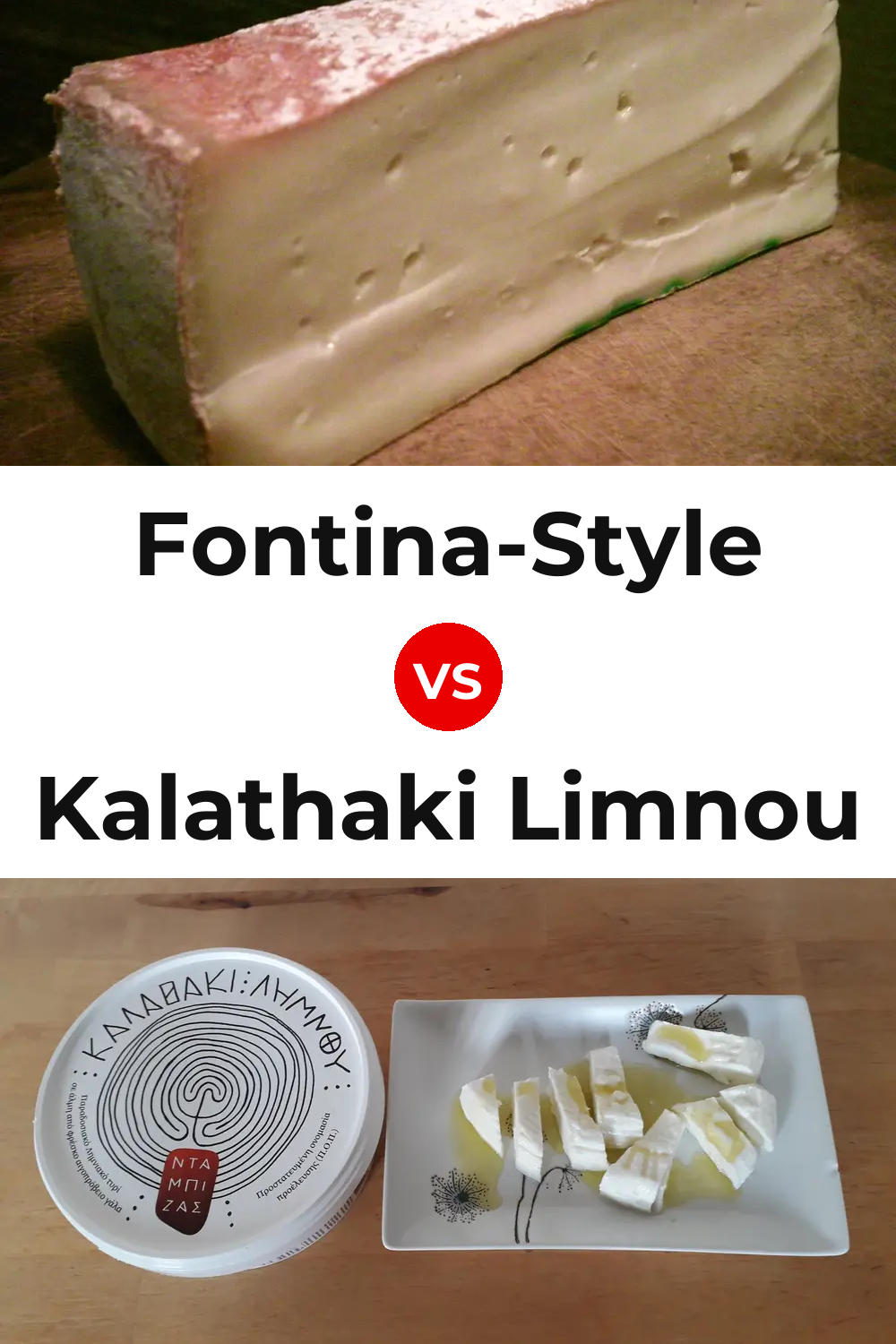 Fontina-Style Cheese vs Kalathaki Limnou Cheese Pinterest comparison