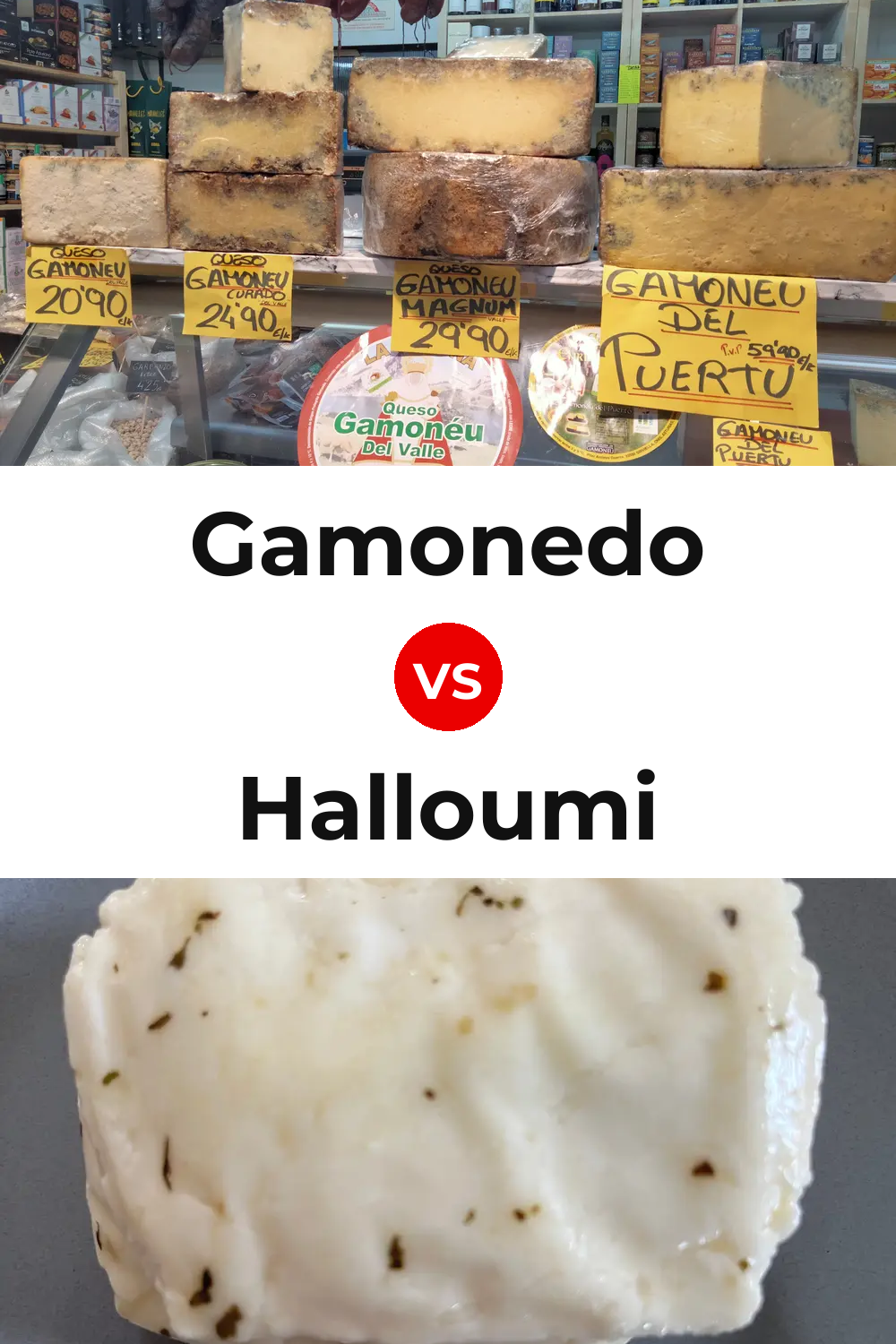 Gamonedo Cheese vs Halloumi Cheese Pinterest comparison